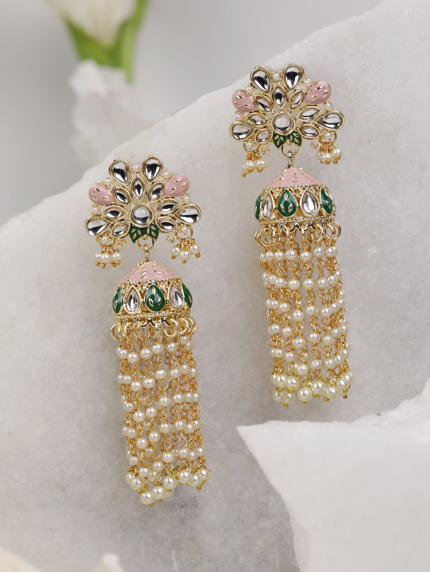 Large Gold Jhumka Earrings-pearl Jadau Earrings-indian Kundan Jewellery,22k  Gold Plated Mughal Art Jewellery,kashmiri Jhumkas,royal Jewelry - Etsy