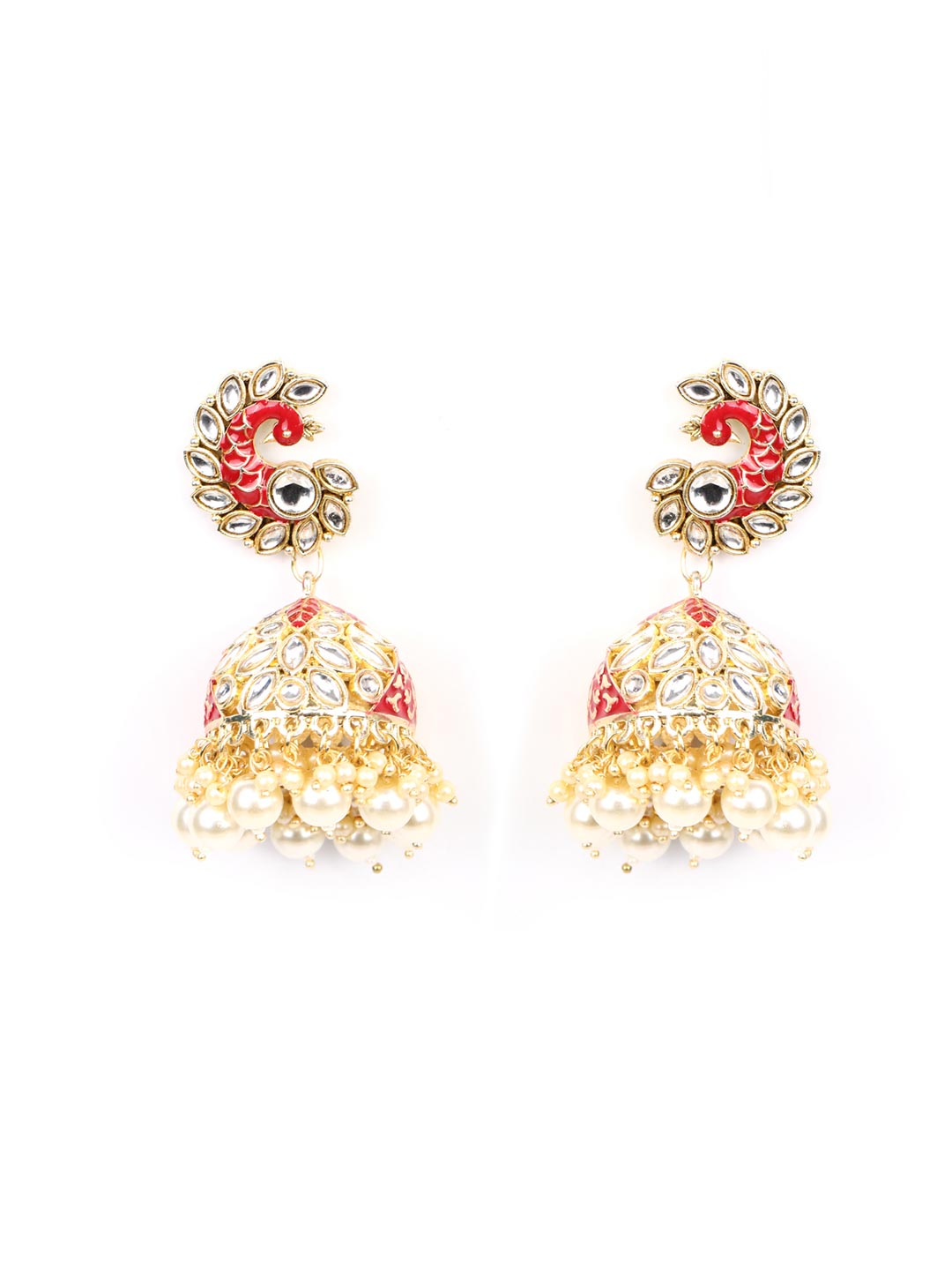 Fancy Design Pearls Jhumka Earrings For Women & Girls Maroon Color | eBay