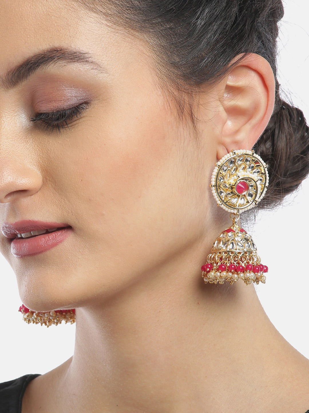 Kundan and Ruby Studded Earrings