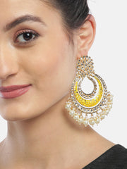 Kundan Studded Yellow Colored Earrings