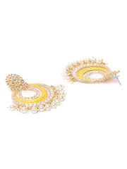 Kundan Studded Yellow Colored Earrings