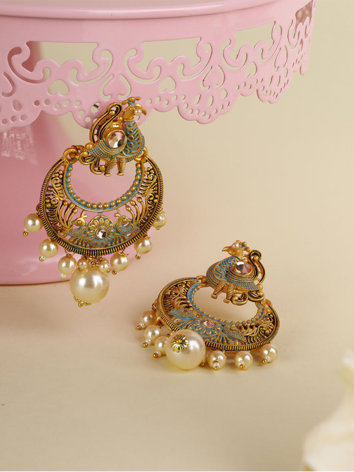 Peacock Shaped Meenakari Drop Earring