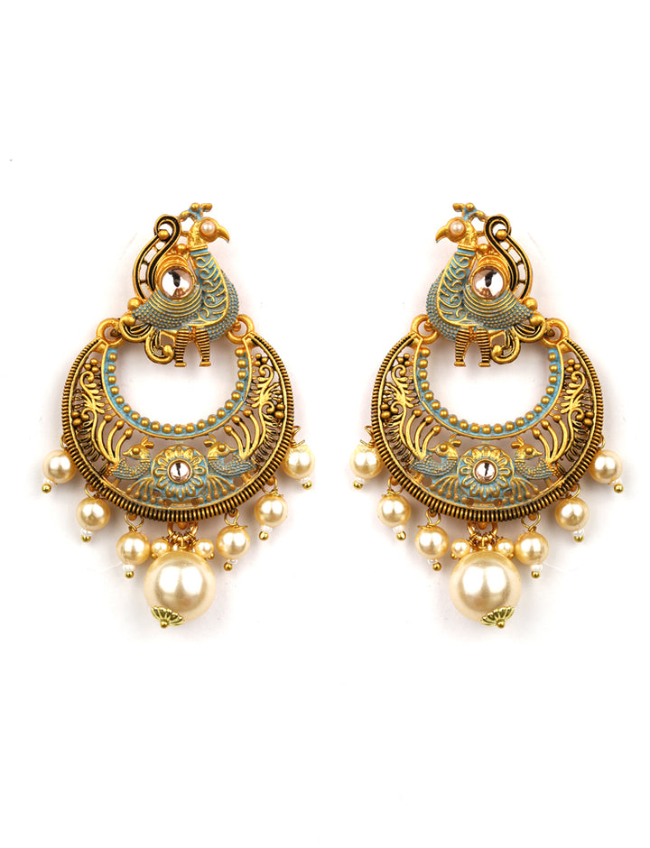 Peacock Shaped Meenakari Drop Earring