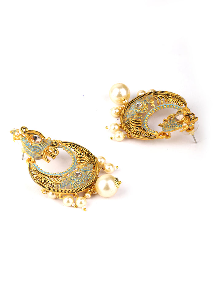 Peacock Shaped Meenakari Drop Earring