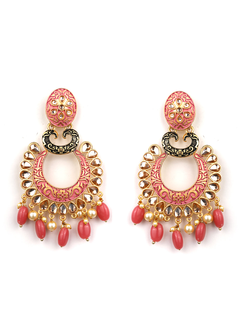 Kundan Studded Beaded Meenakari Earring