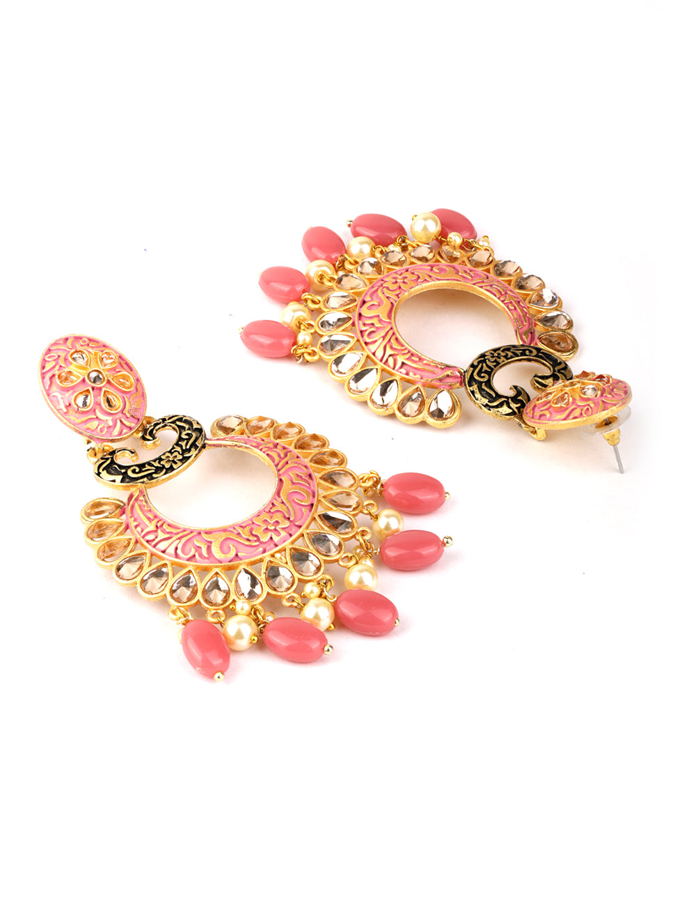 Kundan Studded Beaded Meenakari Earring