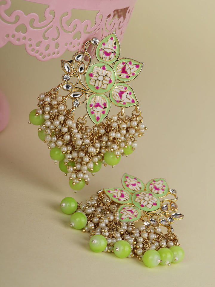 Kundan Beaded Floral Shaped Earring