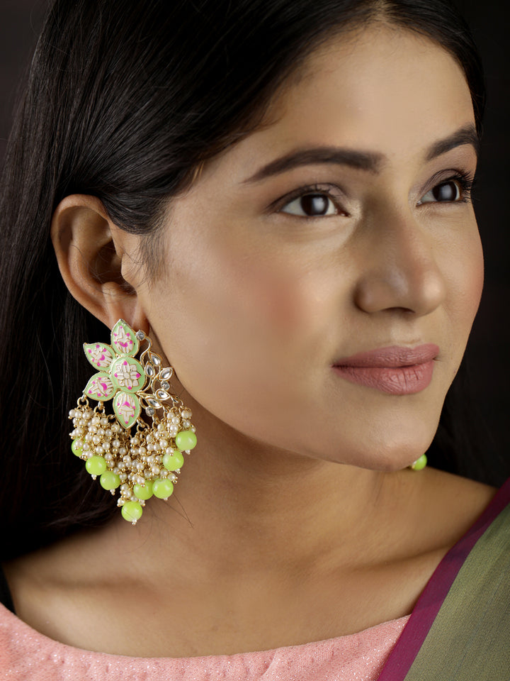 Kundan Beaded Floral Shaped Earring