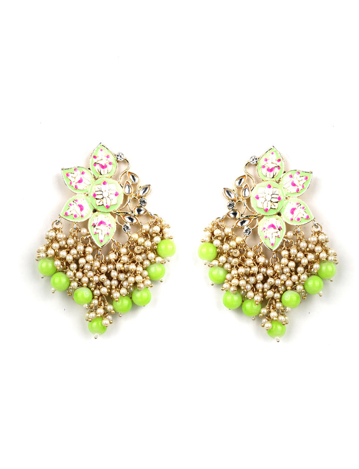 Kundan Beaded Floral Shaped Earring