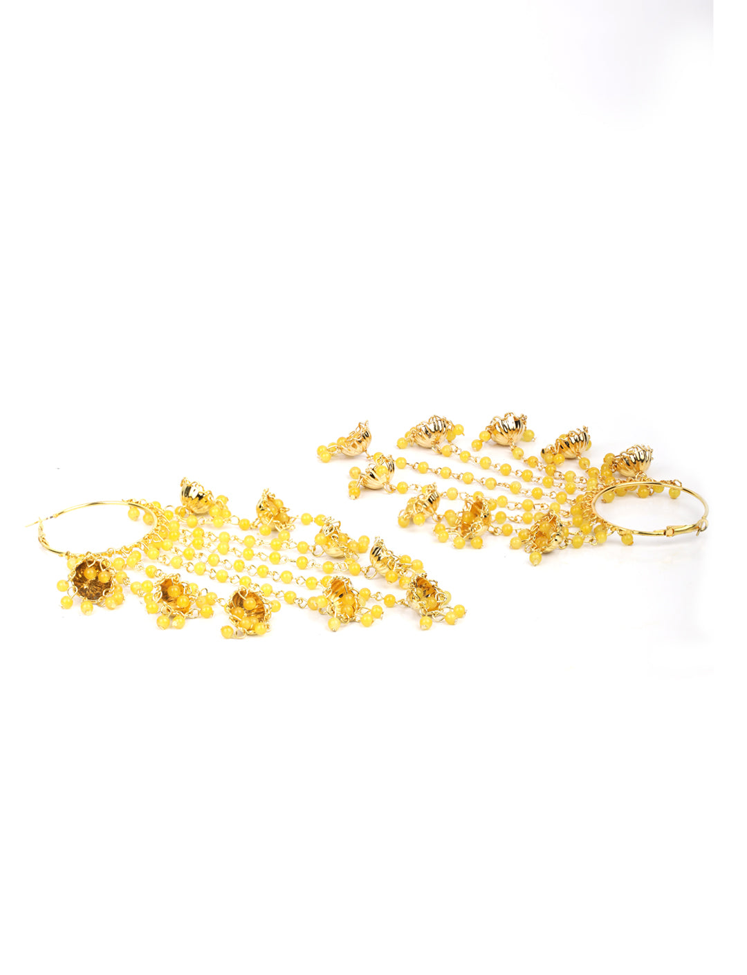 Yellow Beads Gold Plated Hooped Traditional Drop Earring