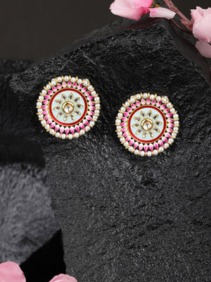 Multi-Color Stones Beads Gold Plated Traditional Studs