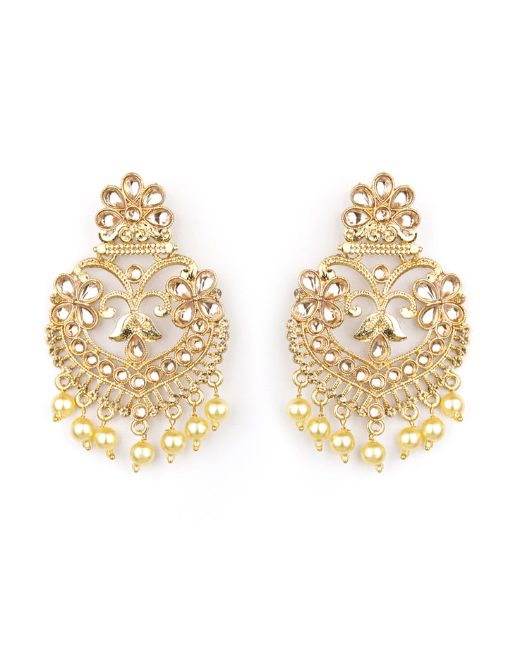 Kundan Pearls Gold Plated Traditional Drop Earring