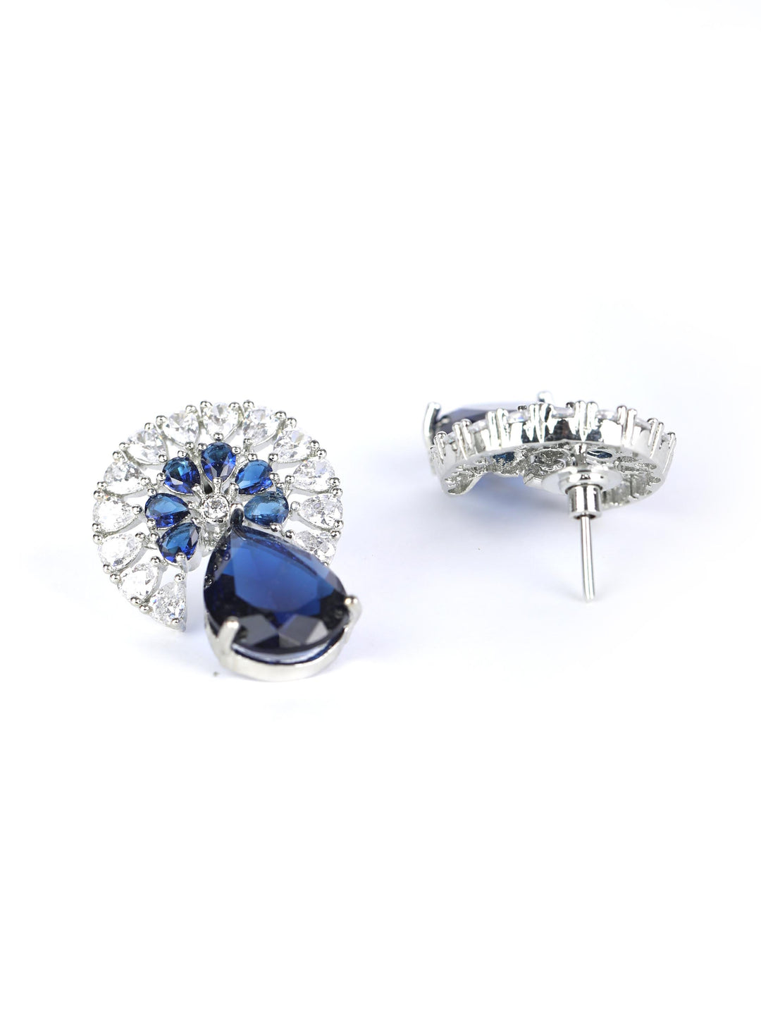 Royal Azure - Blue American Diamond Silver Plated Drop Earring
