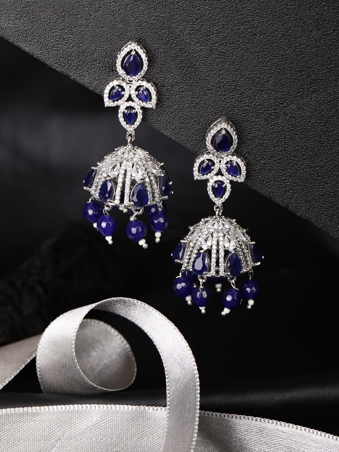 Grand Victorian Polish American Diamond Earrings  South India Jewels