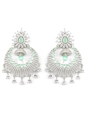 Mint Green Stones Pearls American Diamond Chandbali Earring