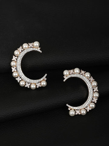 Beads American Diamond Half Hoop Earring