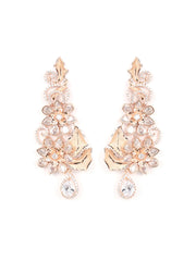 Rose Gold Plated American Diamond Floral Drop Earring
