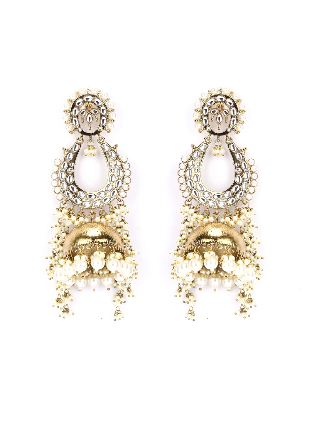 Dangler earrings off white with pearl hangings and pearl maatal – Cherrypick