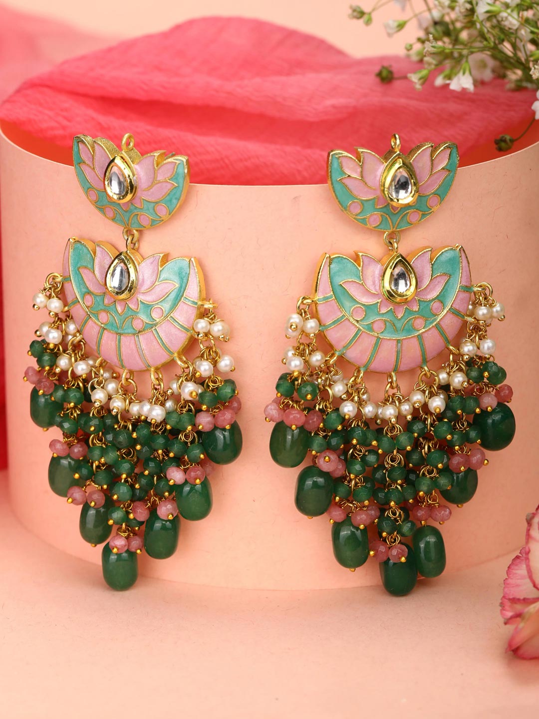 Gold Plated Beautiful Chandbali Earrings - South India Jewels