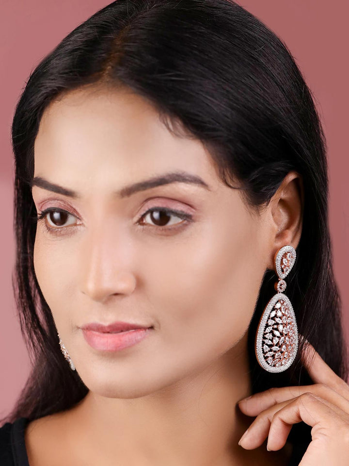 Dreamy Drops-American Diamond Rose Gold Plated Earring