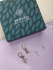 Artificial Stones Rose Gold Plated Heart Hoop Earring