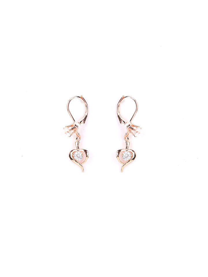 Artificial Stones Rose Gold Plated Heart Hoop Earring