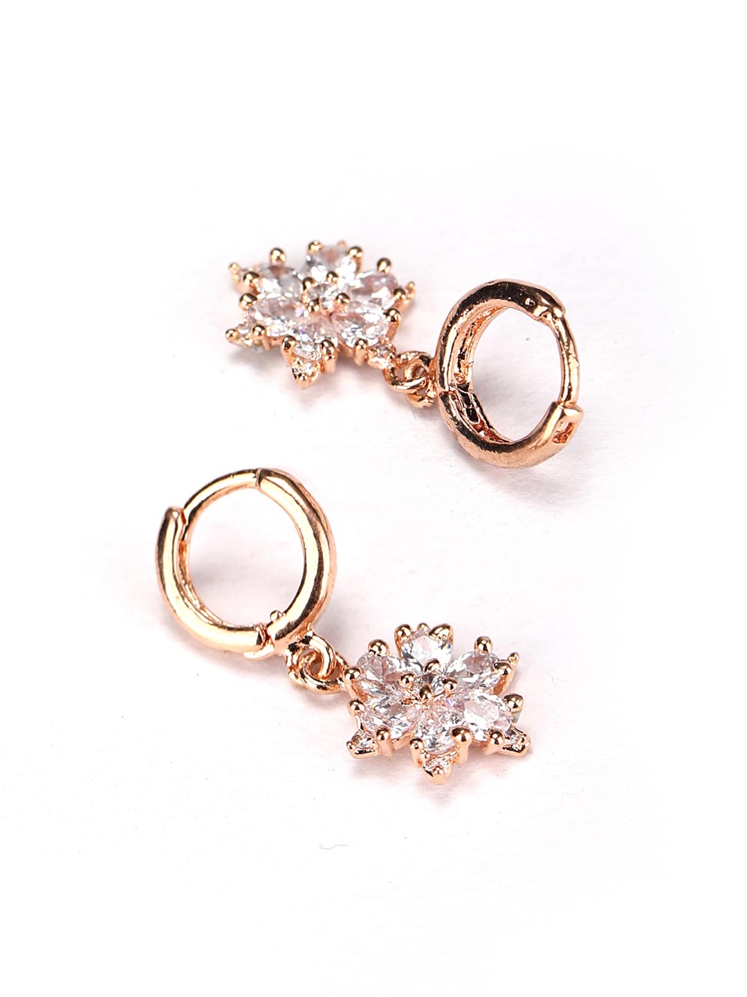Artificial Stone Rose Gold-Plated Hoop Earring