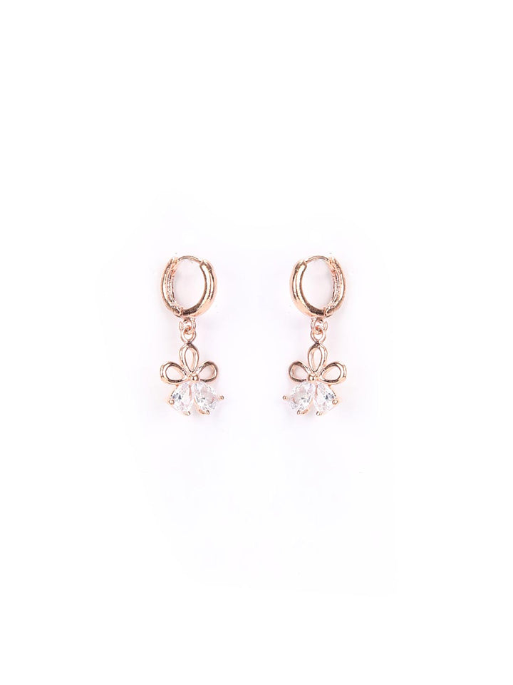 Artificial Stones Rose Gold Plated Hoop Earring