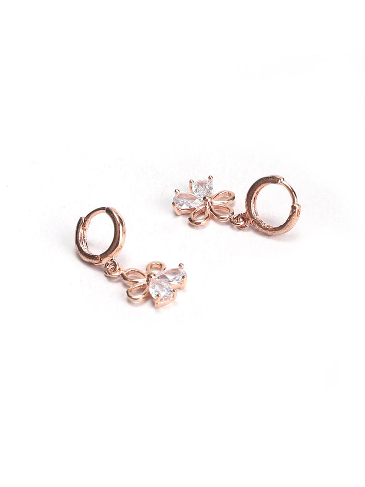 Artificial Stones Rose Gold Plated Hoop Earring