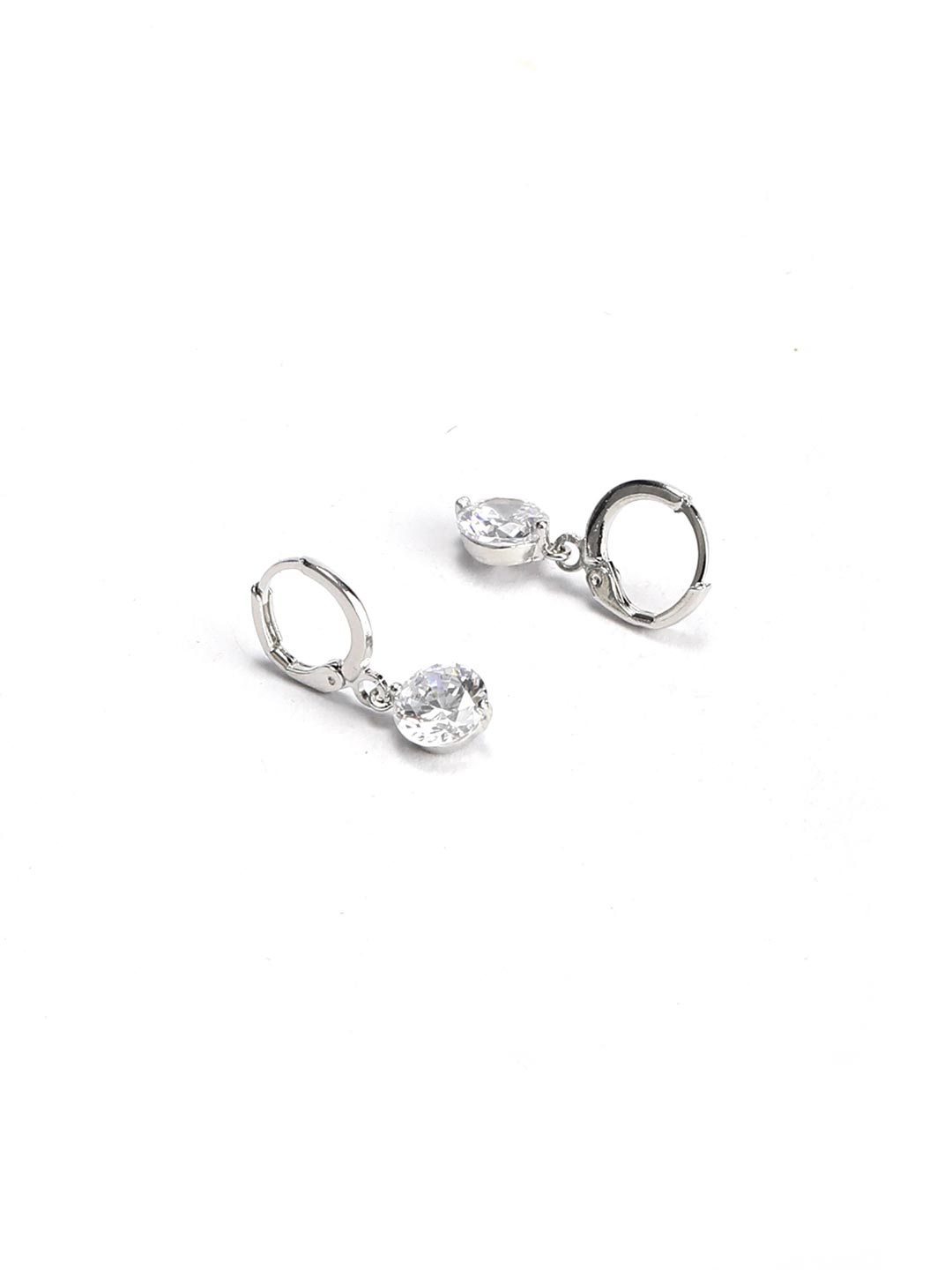 Artificial Stone Silver Plated Hoop Earring