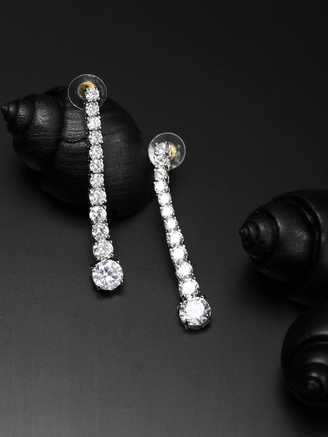 Artificial Stones Silver Plated Drop Earring