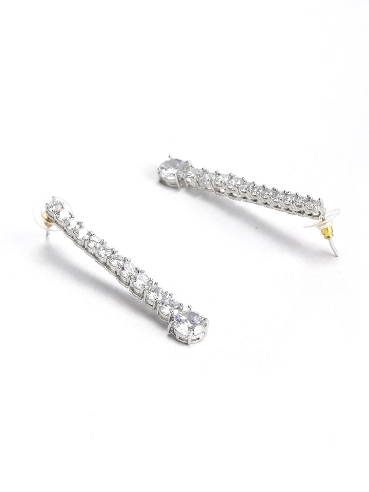 Artificial Stones Silver Plated Drop Earring