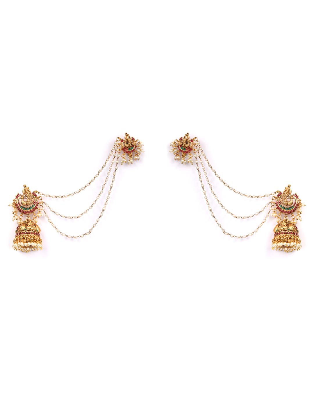 Jhumka Earrings With Hair Chain Bahubali Stylish Earrings for Women   TrishaStorecom
