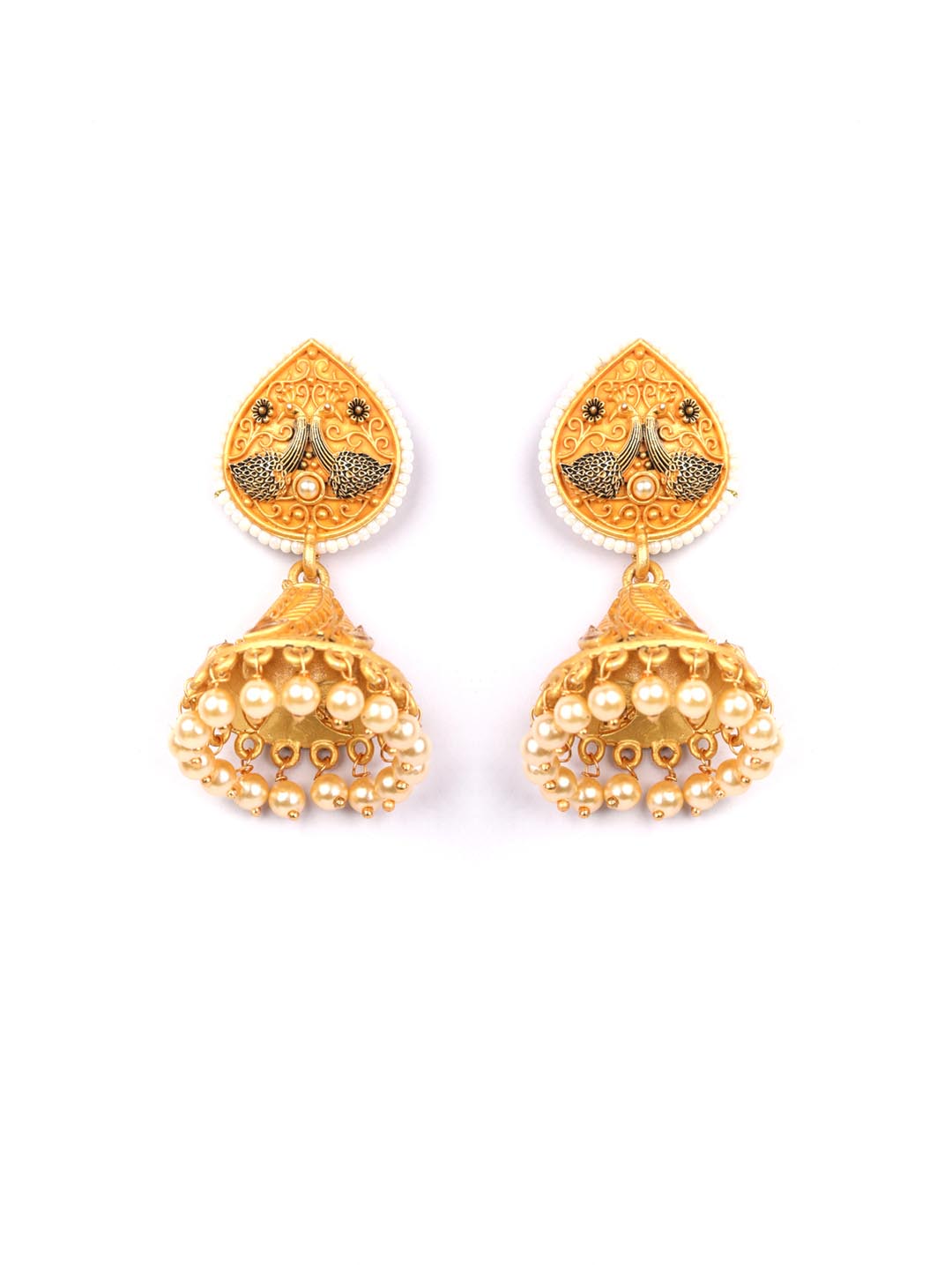 Beads Gold Plated Peacock Jhumka Earring