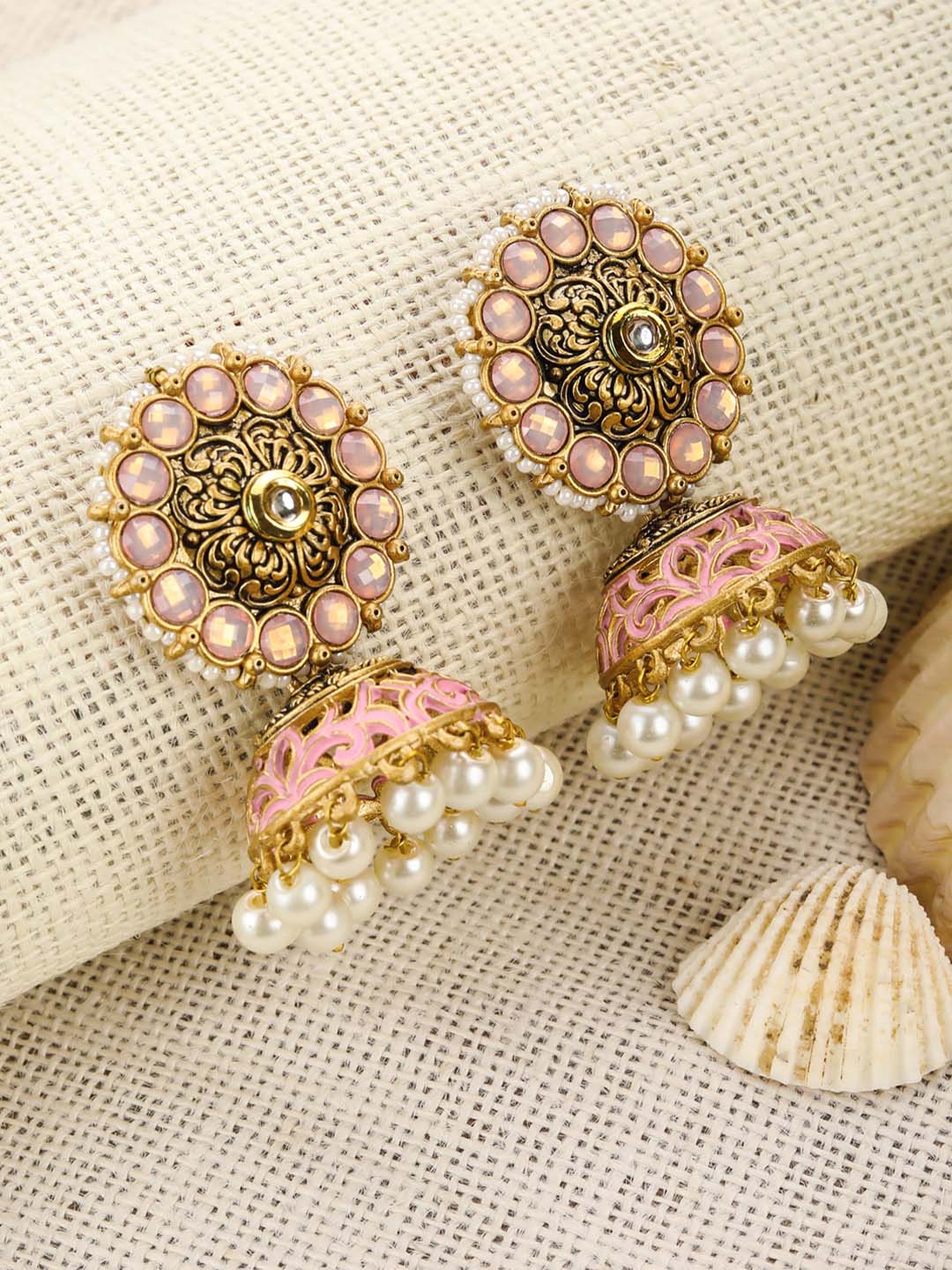 White and Golden polymer clay earrings – Fashionous