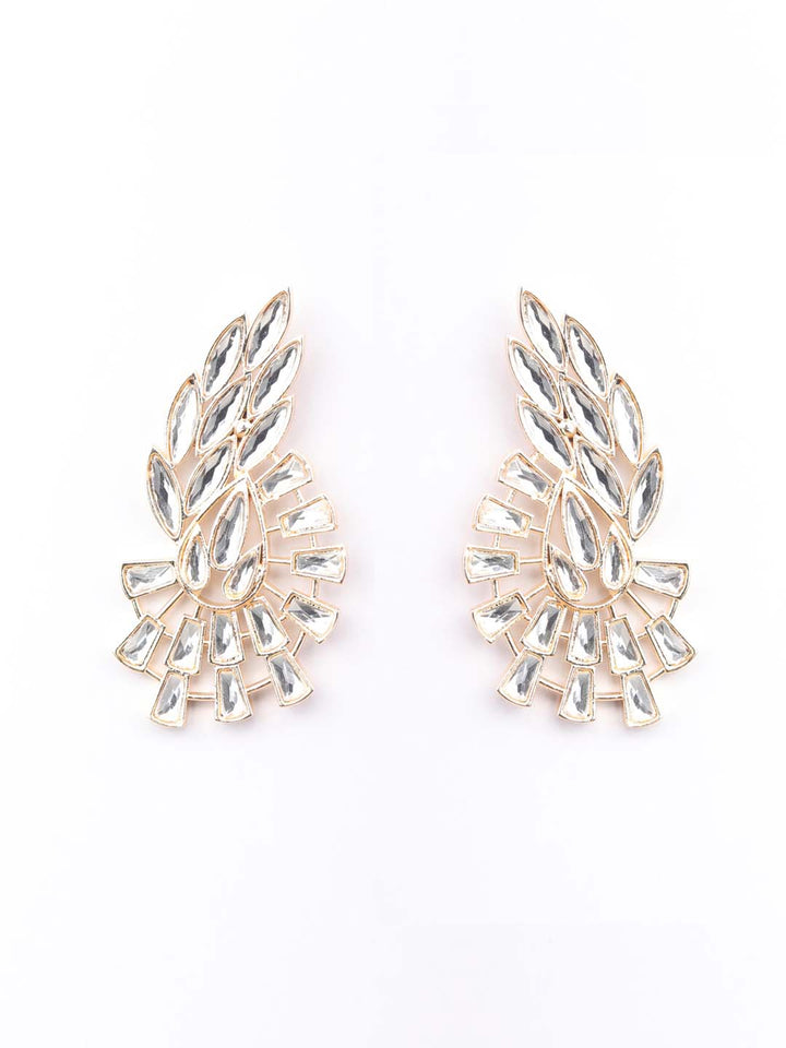 Stones Studded Rose Gold Plated Drop Earring