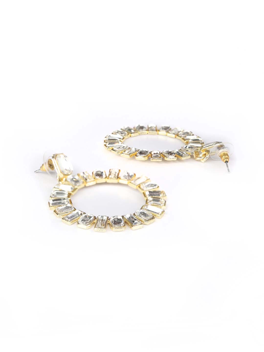Stones Studded Gold Plated Hoop Earring