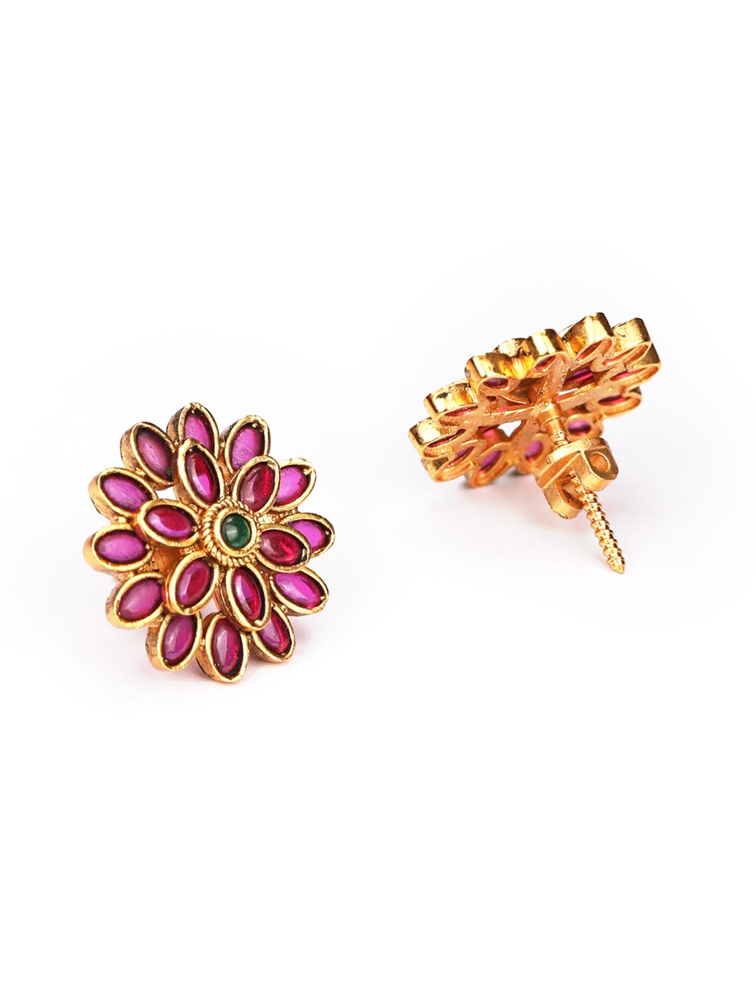 Malabar Gold and Diamonds Precia Collection 22k Yellow Gold and Ruby Stud  Earrings : Amazon.in: Fashion