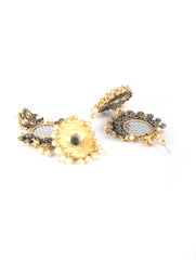 Blue Kundan Pearls Gold Plated Jhumka Earring