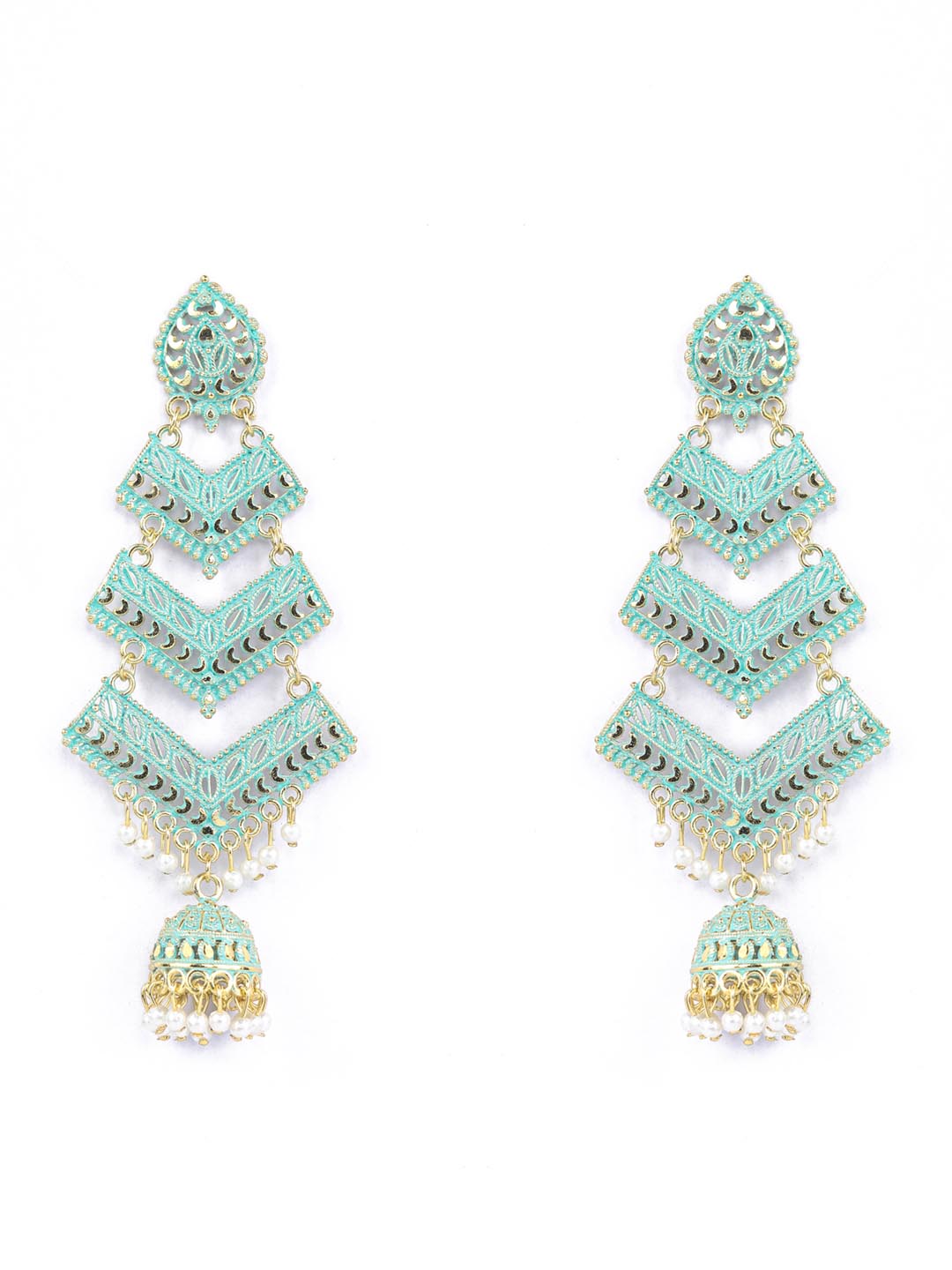 Green Gold Plated Jhumka Earring