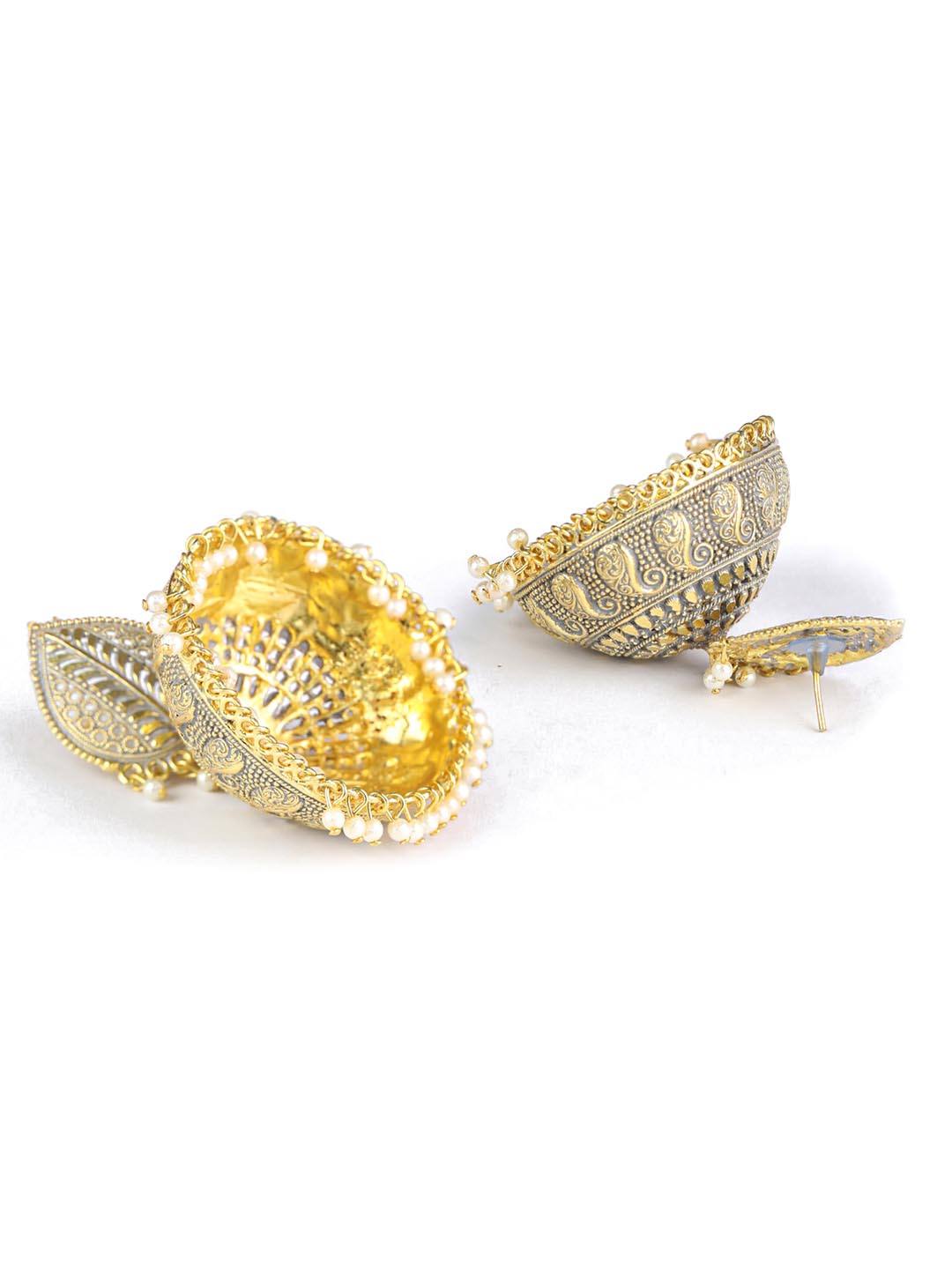 Grey Gold Plated Jhumka Earring