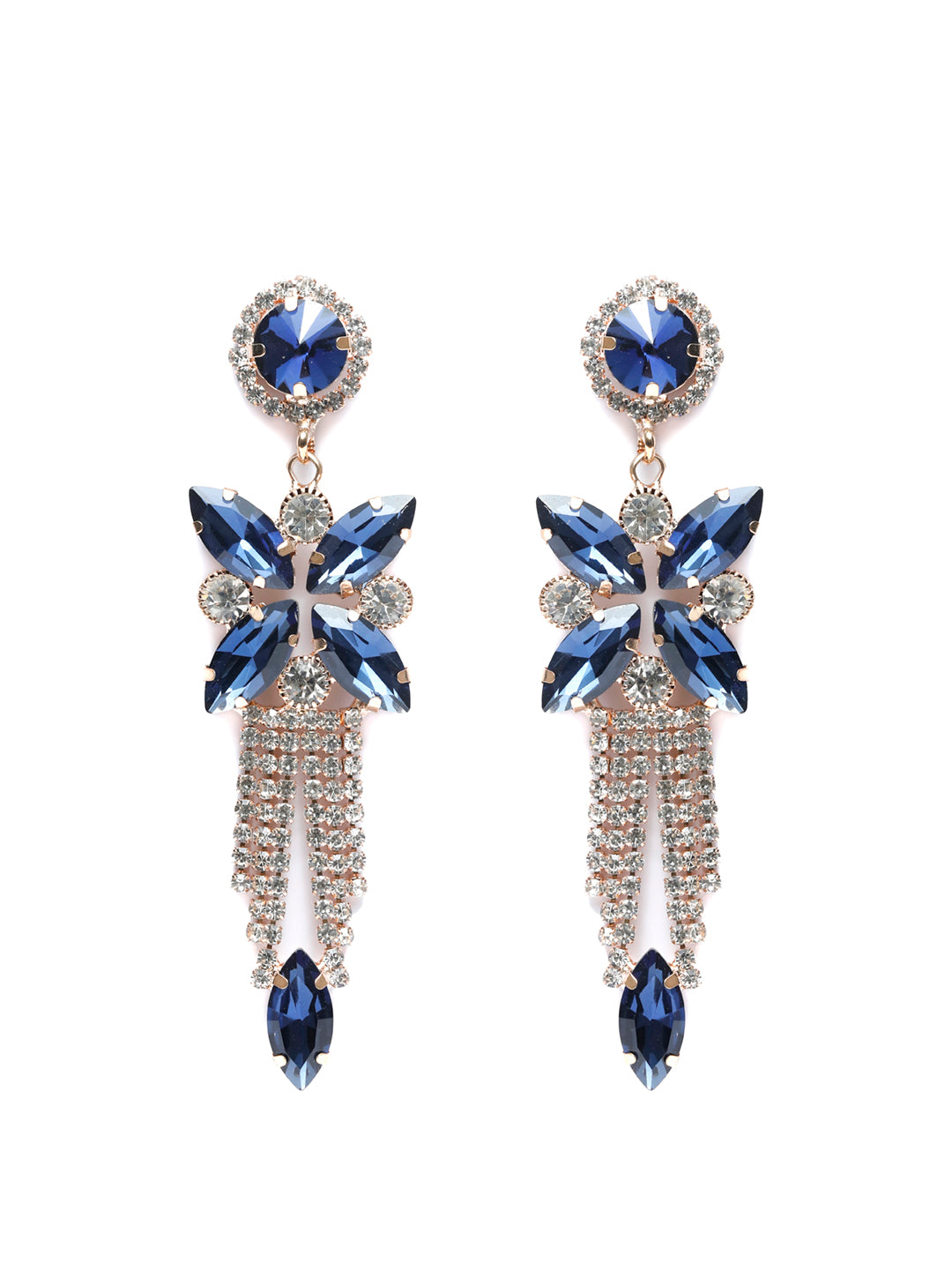 Contemporary Blue American Diamond Drop Earrings