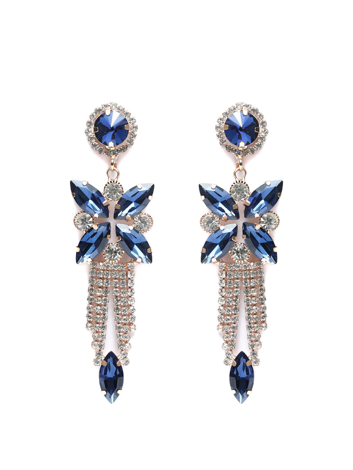 Contemporary Blue American Diamond Drop Earrings