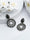 Black Stones Silver Plated Floral Drop Earrings