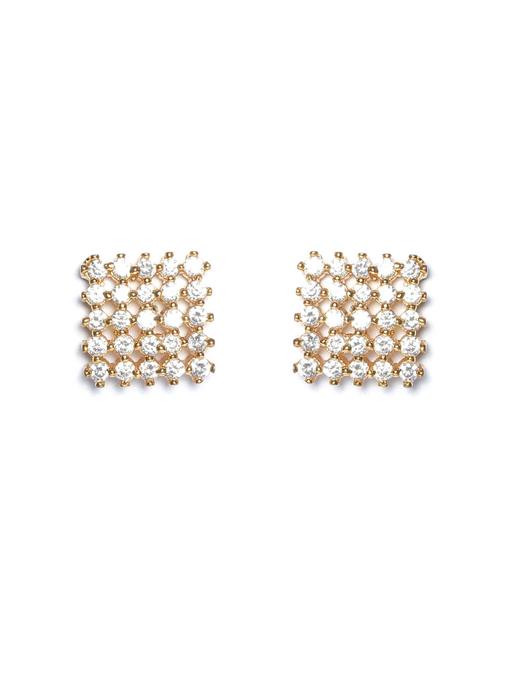 Silver Plated American Diamond Spherical Stud Earring