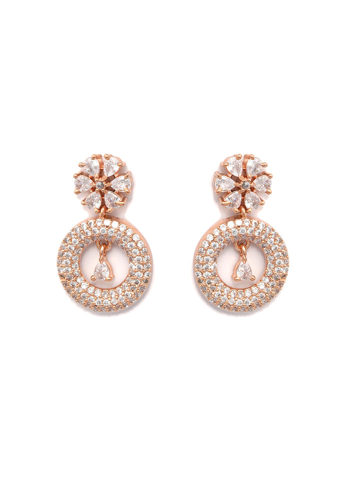 American Diamond Rose Gold Drop Earrings