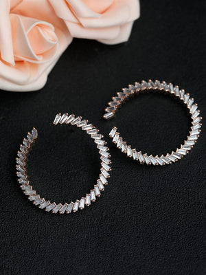 Rose Gold Baguette Stone Hoop Earrings