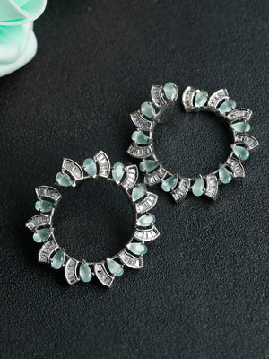 Contemporary Stone Studded Floral Studs