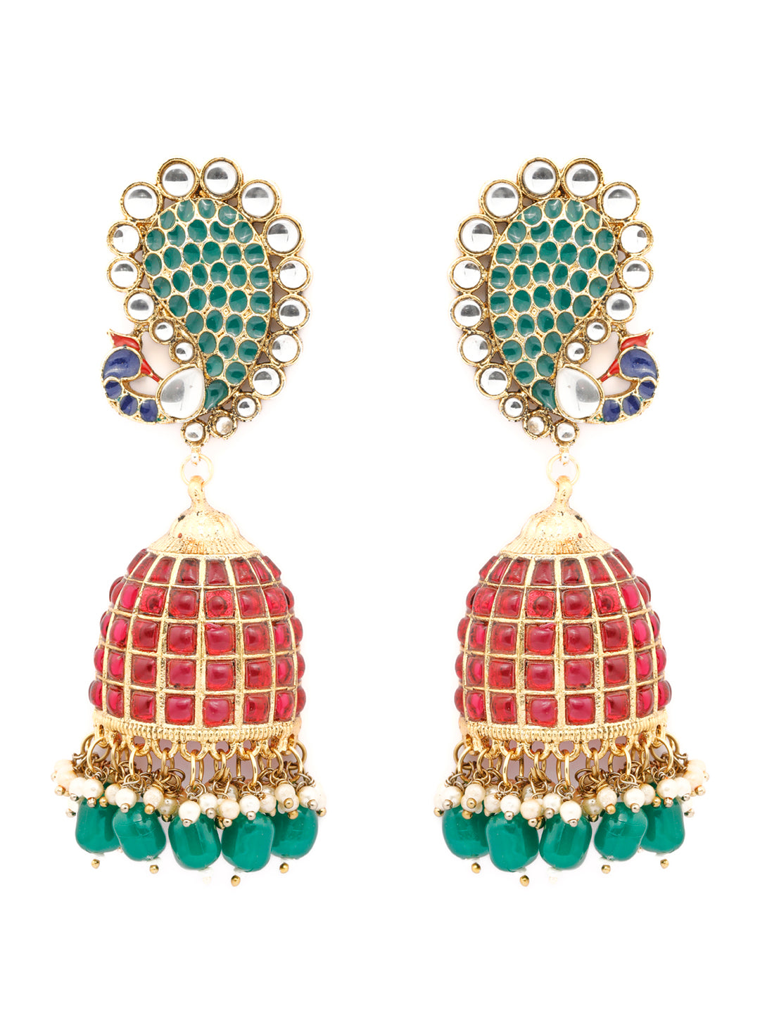 Gold Plated Silver Shikhi Jhumka Earrings with Chain