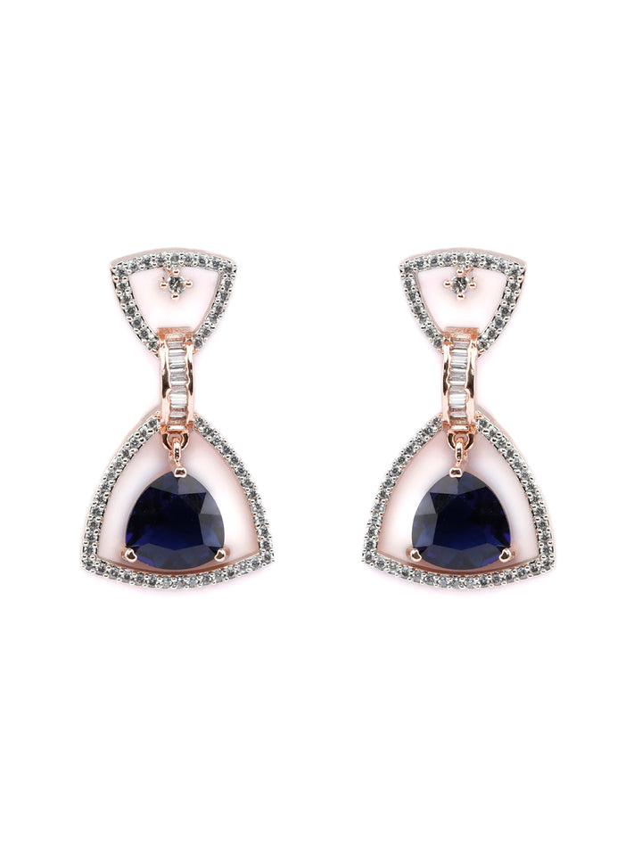 Elegant Blue American Diamond Drop Earrings